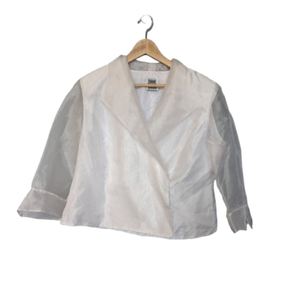 R&M Richards Vintage White Formal Bolero | Sheer Sparkle Details